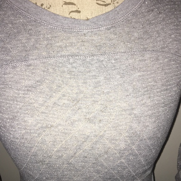 Free People grey/ silver gathered jersey style top - Picture 2 of 8